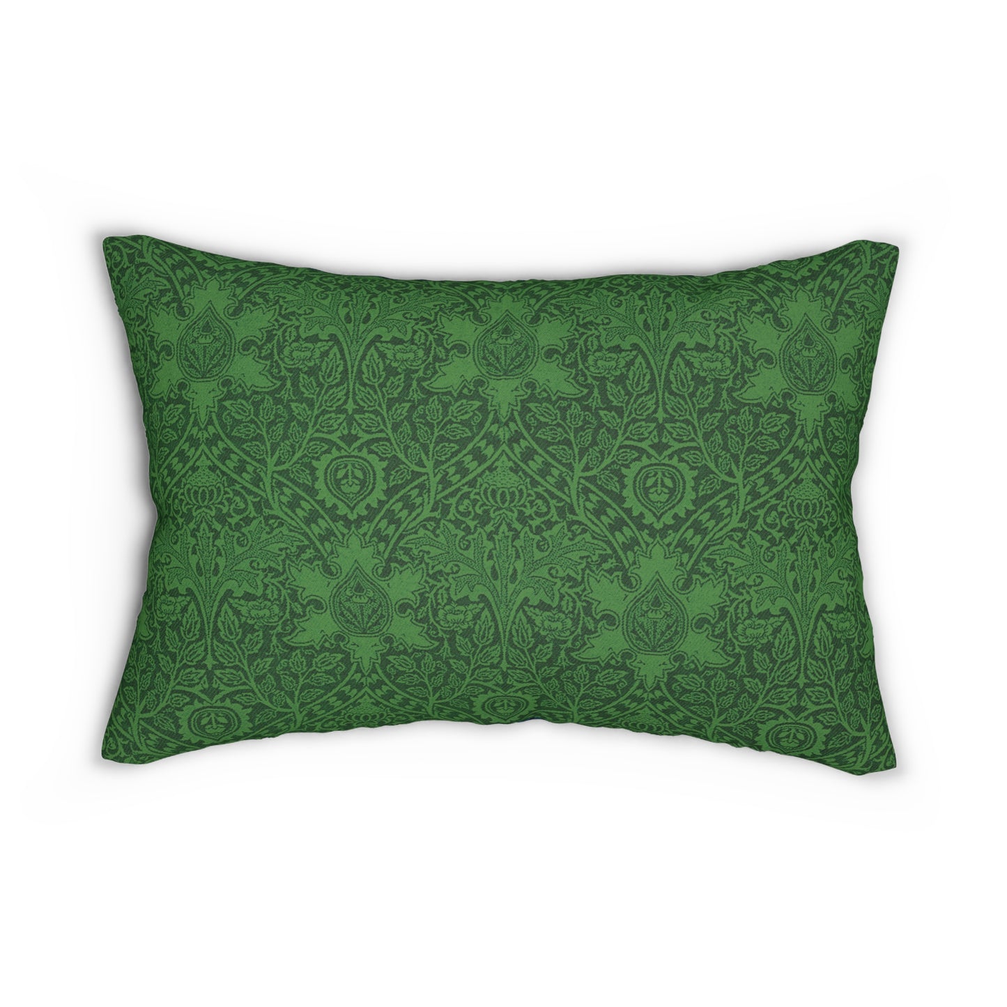 The back of the pillow, with a green patterned background and no graphic.